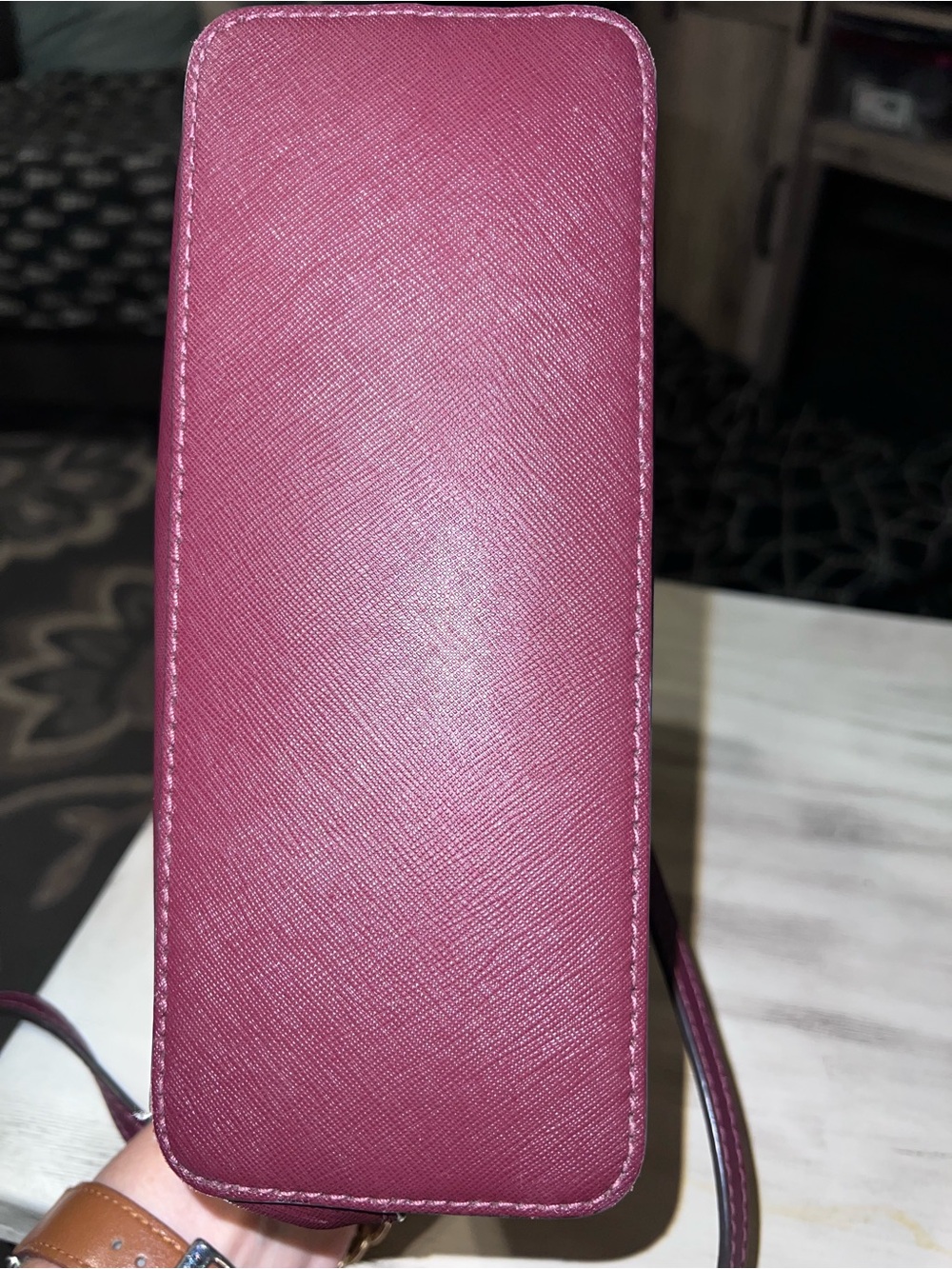 Michael Kors Jet Set Travel Saffiano Leather Dome Crossbody Burgundy - Picture 11 of 14